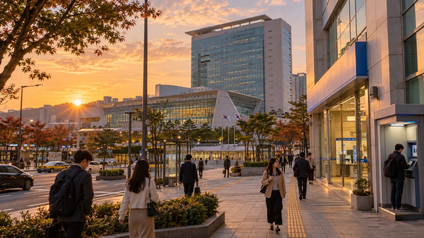 전남광주 금고 선정 소식과 어울리는 광주 도심 시청 건물과 은행 거리