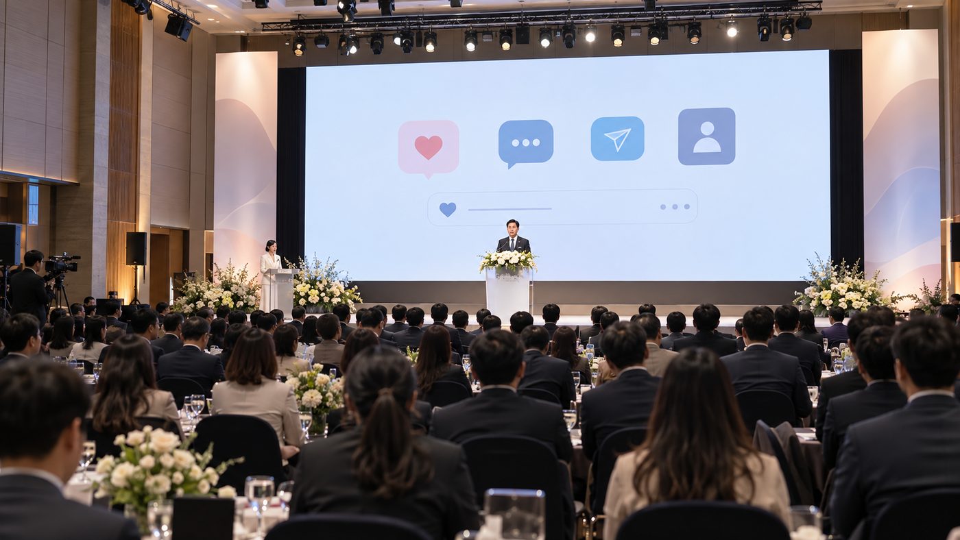 대한민국 SNS대상 시상식이 열린 서울 행사장의 무대와 객석 모습