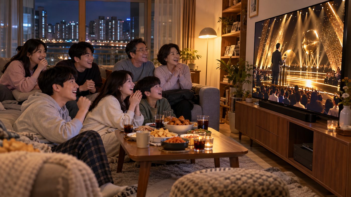 발롱도르 시상식을 TV로 지켜보는 한국 축구 팬들의 거실 풍경