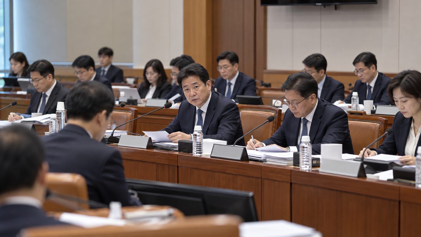 김종민 의원이 참여한 국정감사가 열리는 국회 회의장 모습