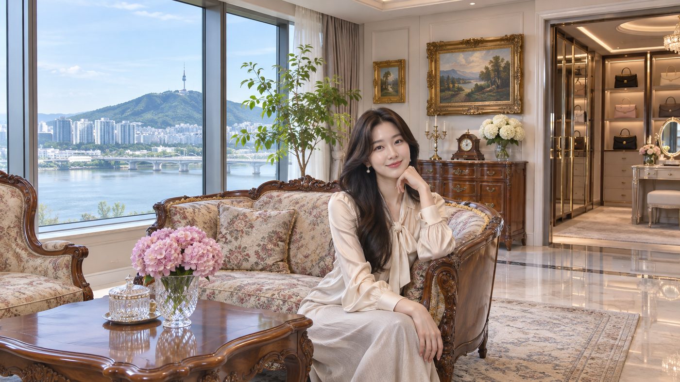 한강과 남산이 내다보이는 서울 아파트 거실과 옷방 풍경